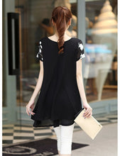 Women Blouses Embroidery O Neck Short Sleeve Chiffon Blouse WhiteBlack Loose Fit Casual Tops Blusa Feminina TIML66 TIML66
