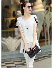 Women Blouses Embroidery O Neck Short Sleeve Chiffon Blouse WhiteBlack Loose Fit Casual Tops Blusa Feminina TIML66 TIML66