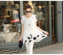 Women Blouses Embroidery O Neck Short Sleeve Chiffon Blouse WhiteBlack Loose Fit Casual Tops Blusa Feminina TIML66 TIML66