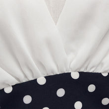 Women Chiffon Dress Deep V Neck Polka Dot Patchwork Side Zipper Long Sleeve Vestidos Femininos Mini Dress White TIML66 TIML66