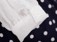 Women Chiffon Dress Deep V Neck Polka Dot Patchwork Side Zipper Long Sleeve Vestidos Femininos Mini Dress White TIML66 TIML66
