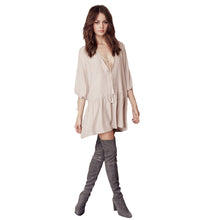 Women Dress Deep V Neck 3/4 Lantern Sleeve Casual Dress Vintage Tassel Woman Boho Dress Vestidos TIML66