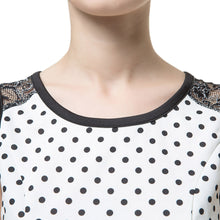 Women Dress Polka Dot Print Floral Lace Back Exposed Zipper Sleeveless Mini Elegant One-Piece White Dress TIML66 TIML66