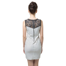 Women Dress Polka Dot Print Floral Lace Back Exposed Zipper Sleeveless Mini Elegant One-Piece White Dress TIML66 TIML66