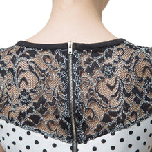 Women Dress Polka Dot Print Floral Lace Back Exposed Zipper Sleeveless Mini Elegant One-Piece White Dress TIML66 TIML66