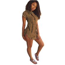 Women Dress Sexy Mini Dress Clubwear Contrast Print Curved Hem Short Sleeve Slim Fit Casual Dress TIML66 TIML66