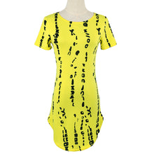 Women Dress Sexy Mini Dress Clubwear Contrast Print Curved Hem Short Sleeve Slim Fit Casual Dress TIML66 TIML66