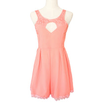 women jumpsuit lace patchwork hollow out o neck sleeveless beach playsuit romper macacao feminino pink white TIML66
