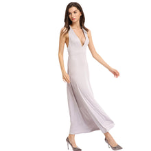 women long maxi dress spaghetti strap sleeveless hollow out backless party dress casual sundress grey TIML66