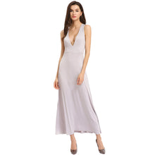 Women Long Maxi Dress Spaghetti Strap Sleeveless Hollow Out Backless Party Dress Casual Sundress Grey TIML66 TIML66