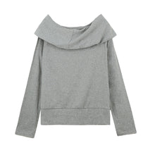 Women Loose Tops Off Shoulder Slash Neck Long Sleeve T-shirt Warm Women Tops Blusas GreyCoffee TIML66 TIML66