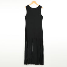 Women Maxi Dress Geometry Print Tassel Casual Dresses Sleeveless Long Tank Dress Sundress Black TIML66 TIML66