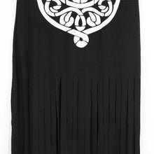 Women Maxi Dress Geometry Print Tassel Casual Dresses Sleeveless Long Tank Dress Sundress Black TIML66 TIML66