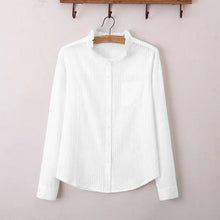 women shirt turn down neck stand collar long sleeve button formal casual blouse ol ladies office women tops blusas TIML66