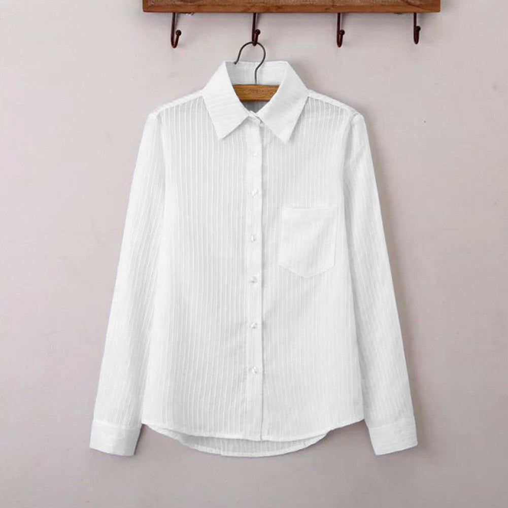 women shirt turn down neck stand collar long sleeve button formal casual blouse ol ladies office women tops blusas TIML66