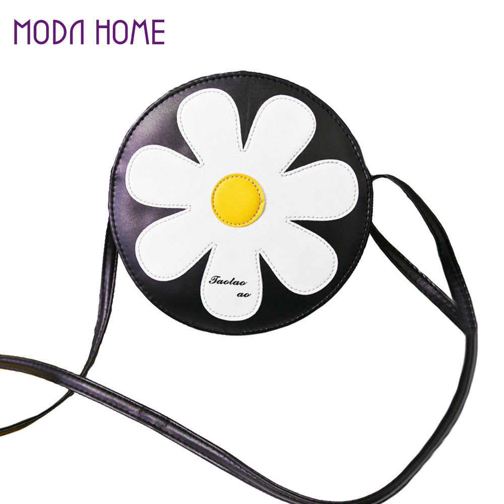 Women Shoulder Bag PU Leather Sunflower Zip Adjustable Shoulder Strap Crossbody Bag Coin Purse Black TIML66 TIML66