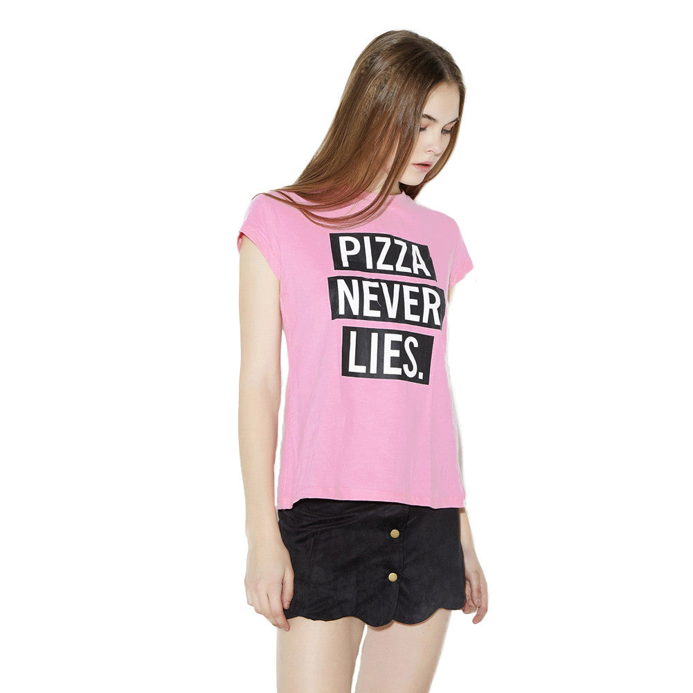 Women T-shirt Contrast Letters Print Round Neck Long T Shirt Women Short Sleeve Loose Fit Casual Tops Pink TIML66 TIML66