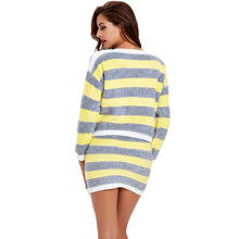 women two pieces set contrastcolor stripe elastic waist o neck long sleeve slim casual suits women suit TIML66