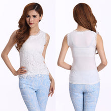 Women Vintage Crochet Lace Tops Casual Sexy Round Neck Sleeveless Shirt Hollow Out Women Blouses White TIML66 TIML66