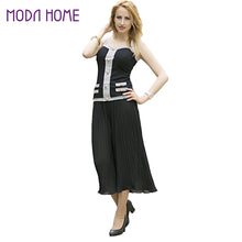 Women Wide Leg Pants Pleated Chiffon Elastic Waist Loose Capris Flare Cropped Trousers Culottes Black TIML66 TIML66