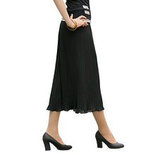 Women Wide Leg Pants Pleated Chiffon Elastic Waist Loose Capris Flare Cropped Trousers Culottes Black TIML66 TIML66