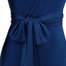 women dress lantern sleeves lace patchwork knee length pencil dress elegant office dress vestidos royal blue TIML66