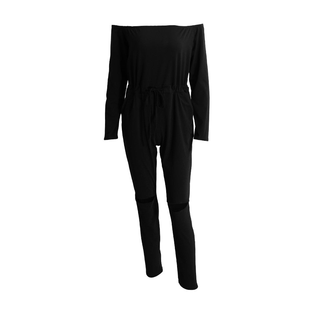 Womens Playsuits Off The Shoulder Slash Neck Casual Bodysuit Elastic Waist Cutout Club Playsuit Rompers TIML66 TIML66