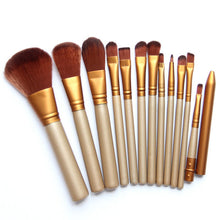 gold 12pcs make up brushes set foundation face eye powder blusher pro pinceaux cosmetics makeup brush maquiagem TIML66