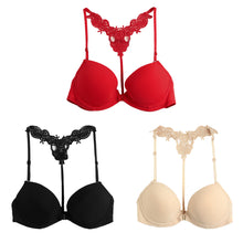 Sexy Womens Push Up Bra Crochet Back 34 Cup Padded Underwire Front Closure Seamless Bras BlackBeigeRed Soutien Gorge TIML66 TIML66