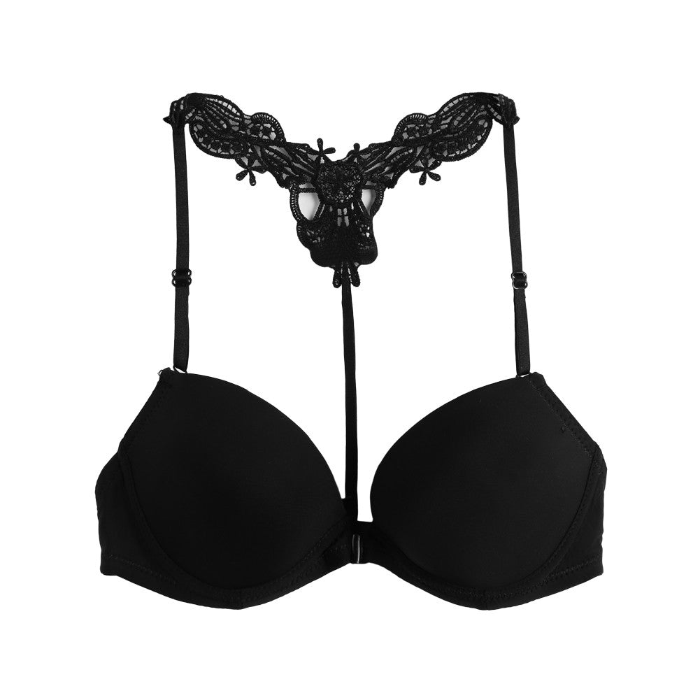 Sexy Womens Push Up Bra Crochet Back 34 Cup Padded Underwire Front Closure Seamless Bras BlackBeigeRed Soutien Gorge TIML66 TIML66