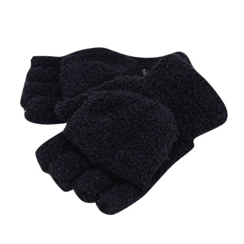 New Men Women Gloves Warm Half Finger Flip Knitted Mittens Glove 6 Colors  TIML66