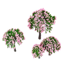 Plastic Trees Model Train Layout Garden Scenery 4Pcs White and Pink Flower Trees Model Diorama Miniature Popular Model Toys TIML66 TIML66