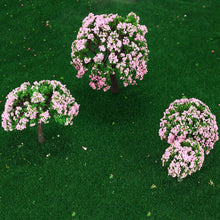 plastic trees model train layout garden scenery 4pcs white and pink flower trees model diorama miniature model toys TIML66