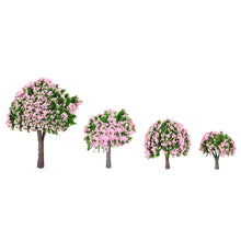 Plastic Trees Model Train Layout Garden Scenery 4Pcs White and Pink Flower Trees Model Diorama Miniature Popular Model Toys TIML66 TIML66