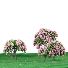 plastic trees model train layout garden scenery 4pcs white and pink flower trees model diorama miniature model toys TIML66
