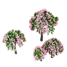 plastic trees model train layout garden scenery 4pcs white and pink flower trees model diorama miniature model toys TIML66