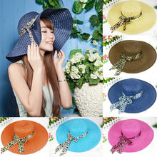 women sun hat straw hat wide large brim beach cap with leopard ribbon orange TIML66
