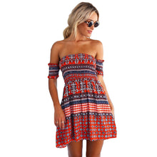 sexy off should bohemian dress elegant print beach casual dresses plus size dress women backless dress vestidos TIML66