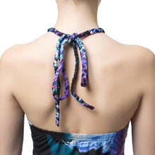 sexy women beach dress floral print halter tie elegant vintage dress purple women party maxi dress vestidos TIML66