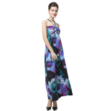 sexy women beach dress floral print halter tie elegant vintage dress purple women party maxi dress vestidos TIML66