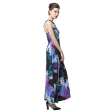 sexy women beach dress floral print halter tie elegant vintage dress purple women party maxi dress vestidos TIML66