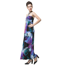 sexy women beach dress floral print halter tie elegant vintage dress purple women party maxi dress vestidos TIML66