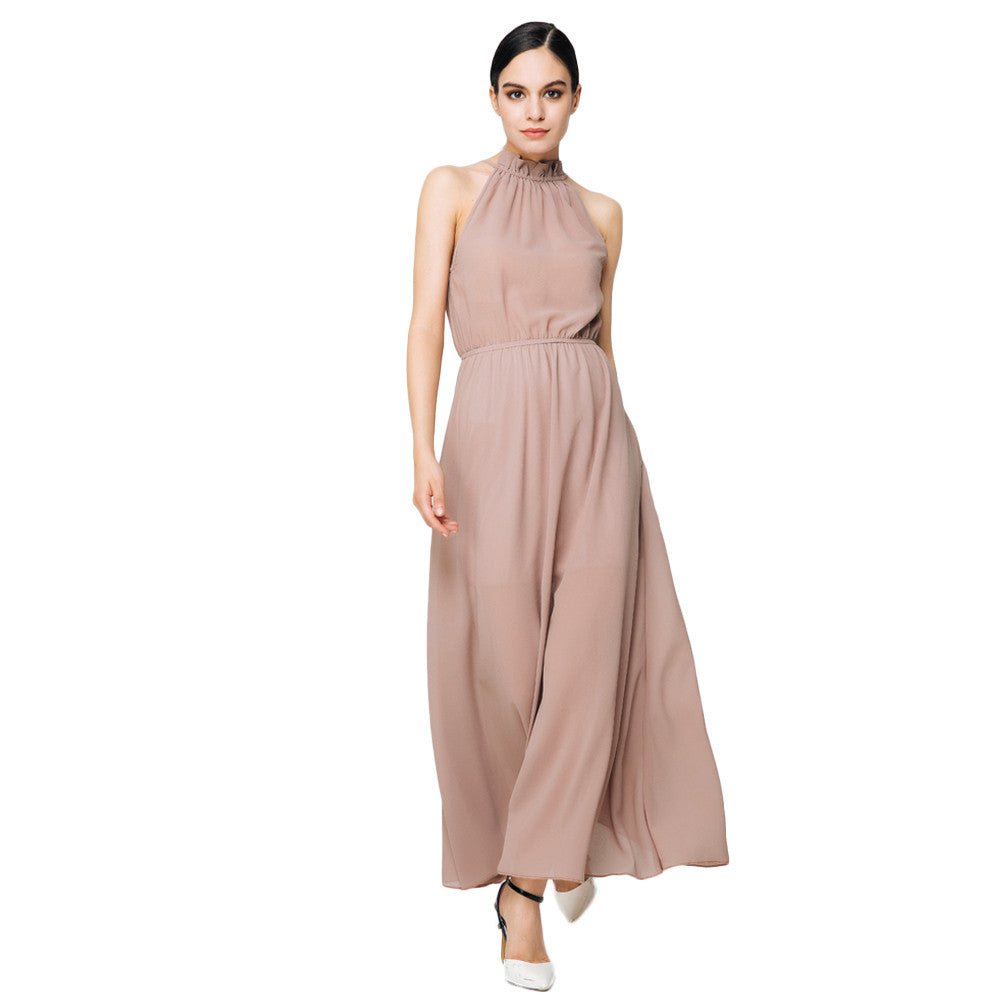 Sexy Women Chiffon Dress Turtle Neck Casual Long Maxi Dress Robe Sexy Party Dresses Plus Size Beach Vestidos Coffee TIML66 TIML66
