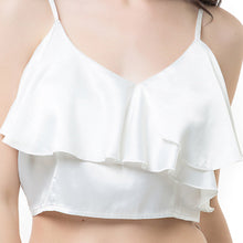 Sexy Women Crop Top Vest Ruffle Layers Backless Spaghetti Strap V Neck Solid Bralet Women Top Casual Blouse White TIML66 TIML66