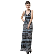 sexy women long maxi dress geometric print deep v neck boho dress backless elegant bohemian party beach dress black TIML66