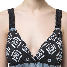 sexy women long maxi dress geometric print deep v neck boho dress backless elegant bohemian party beach dress black TIML66