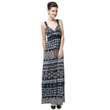 sexy women long maxi dress geometric print deep v neck boho dress backless elegant bohemian party beach dress black TIML66