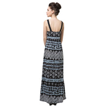 sexy women long maxi dress geometric print deep v neck boho dress backless elegant bohemian party beach dress black TIML66