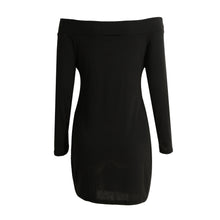 Sexy Women Off Shoulder Bodycon Dress Slash Neck Long Sleeve Pencil Bandage Dress Solid Ladies Party Mini Dresses XL TIML66 TIML66