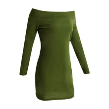 Sexy Women Off Shoulder Bodycon Dress Slash Neck Long Sleeve Pencil Bandage Dress Solid Ladies Party Mini Dresses XL TIML66 TIML66